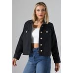 Union And Joy Düğmeli Antresit Kadın Kısa Kaşe Ceket - Regular Fit