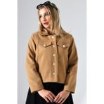 Union And Joy Düğmeli Hardal Kadın Kısa Kaşe Ceket - XL - Regular Fit