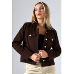 Union And Joy Düğmeli Kahverengi Kadın Kısa Kaşe Ceket - Regular Fit