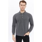 Uniprom Erkek Uzun Kollu Polo Yaka Pamuk Tişört Uzun Kollu T Shirt Antrasit Melanj - 4XL