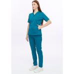 Uniprom Likralı Kadın Hemşire ve Doktor Forması Hastane Üniforması Medikal Takım Indigo - İndigo - 4XL