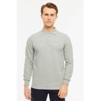 Uniprom Sweatshirt Polo Yaka İçi Polarlı 3 Iplik Pamuklu Normal Kesim Erkek Gri