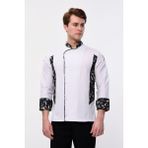 Uniprom Uzun Kollu Aşçı Ceketi Önlük Şef, Garson Beyaz-Siyah - XL - Siyah - Beyaz