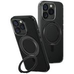 UNIQ Hibrid SWIVIX Telefon Kılıfı iPhone 16 PRO ile Uyumlu 360 Dönen Destek Çubuğu (Siyah)