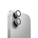 UNIQ OPX ALÜMİNYUM PARLAK KAMERA LENS KORUYUCU iPhone 16 ve iPhone 16 Plus ile uyumlu - Beyaz Pırıltılı (Beyaz)