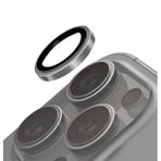 UNIQ OPX Paslanmaz Çelik Çerçeve Safir Kamera Lens Koruyucu iPhone 16 Pro ve iPhone 16 Pro Max ile Uyumlu, Krom Gri