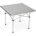 Uniqamp ® Krono™ 4 Kişilik Aluminyum Katlanır Piknik Kamp Masası 70X70X55 cm - Metalik Gri