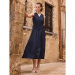 Unique Denim Kumaş Nakış Detaylı Etek - İndigo