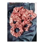 unique-g fashion accesories Kadın Kına Ve Nişan Düğün Için Lastikli Simit Pudra Pembe Saten 50li Scrunchie Saç Toka Seti