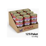 Unique Gold Series Yetişkin Kedi Konserve Yaş Mama Tavuklu & Ciğerli 85 gr Sos İçinde Parça Etli Tahılsız 12 Adet