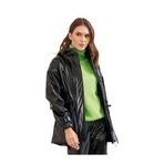 Unique Mode Kapüşonlu Parlak Siyah Kadın Mont UW249001 S
