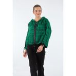 Unique Mode Oversize Kapüşonlu Crop Kadın Mont - Günlük Kullanım - Yeşil