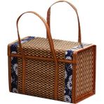 Unique Piknik Dokuma Sepet Hasır Saklama Çantası Kolu Katlanmış Meyve Alışveriş Gıda Kolu Rattan Çim Katlanabilir Bambu Sepet A (Yurt Dışından) - Renkli
