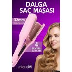Uniquem 32 mm Profesyonel Dalga Saç Maşası | İyonlu, 4 Kademe Isı, 15 Sn Hızlı Isınma