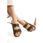 Uniqueqoop Tokyo Hakiki Mantar Taban Dana Derisi Unisex Terlik