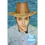 Uniquetrenders 1010092897 Çocuk Unisex 10'lu Nubuk Kovboy Şapkası ( 8-14 Yaş )