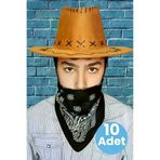 Uniquetrenders 1010101093423 Çocuk Unisex Bandanalı 10'lu Nubuk Kovboy Şapkası ( 8-14 Yaş )