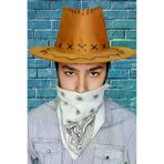 Uniquetrenders 11110932455 Çocuk Unisex Bandanalı Nubuk Kovboy Şapkası ( 8-14 Yaş )