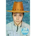 Uniquetrenders 20200922020 Çocuk Unisex 20'li Nubuk Kovboy Şapkası ( 8-14 Yaş )