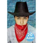 Uniquetrenders 20202094543 Çocuk Unisex Bandanalı 20'li Nubuk Kovboy Şapkası ( 8-14 Yaş )