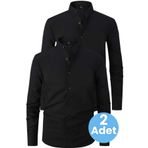 Uniquetrenders 2'li Hakim Yaka Slim Fit Nefes Alan Kolay Ütülenen Dört Mevsim Erkek Gömlek THY23