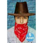 Uniquetrenders 55550903244 Çocuk Unisex Bandanalı 5'li Nubuk Kovboy Şapkası ( 8-14 Yaş )