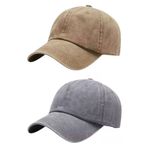 Uniquetrenders 879002300 Unisex Eskitme Vintage %100 Pamuklu Ayarlanabilir Beyzbol Kep Şapka 2'li Set