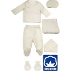 Uniquetrenders Bebek Yenidoğan Müslin Kumaş % 100 Organik Pamuklu Unisex Hastane Çıkışı 6'lı Set - 0 - 3 Ay - Bej
