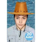 Uniquetrenders Çocuk Unisex 20'Li Nubuk Kovboy Şapkası ( 8-14 Yaş)