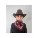 Uniquetrenders Çocuk Unisex 8 - 14 Yaş Süet Kovboy Şapkası Bordo Bandana Hediye Koruma Kutulu Gönderim