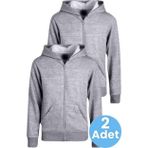 Uniquetrenders Çocuk Unisex Pamuklu Kapüşonlu Fermuarlı Sweatshirt 2'Li Set Gri 11 Yaş