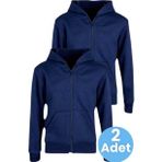 Uniquetrenders Çocuk Unisex Pamuklu Kapüşonlu Fermuarlı Sweatshirt 2'Li Set Lacivert 6 Yaş
