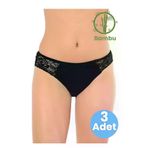 Uniquetrenders DRM3419850-3120 Kadın 3'lü Bambu Dantelli Külot