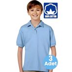 Uniquetrenders Erkek Çocuk 3'Lü %100 Pamuklu Polo Yaka T-Shirt Günlük Ve Okul Uniforma Okul T-Shirt Bebe Mavisi 11-12 Yaş
