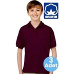 Uniquetrenders Erkek Çocuk 3'Lü %100 Pamuklu Polo Yaka T-Shirt Günlük Ve Okul Uniforma Okul T-Shirt Bordo 14-15 Yaş