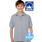 Uniquetrenders Erkek Çocuk 3'Lü %100 Pamuklu Polo Yaka T-Shirt Günlük Ve Okul Uniforma Okul T-Shirt Gri 14-15 Yaş