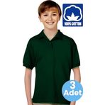 Uniquetrenders Erkek Çocuk 3'Lü %100 Pamuklu Polo Yaka T-Shirt Günlük Ve Okul Uniforma Okul T-Shirt Haki 14-15 Yaş