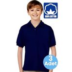 Uniquetrenders Erkek Çocuk 3'Lü %100 Pamuklu Polo Yaka T-Shirt Günlük Ve Okul Uniforma Okul T-Shirt Lacivert 14-15 Yaş