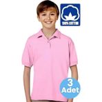Uniquetrenders Erkek Çocuk 3'Lü %100 Pamuklu Polo Yaka T-Shirt Günlük Ve Okul Uniforma Okul T-Shirt Pembe 8-9 Yaş