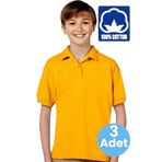 Uniquetrenders Erkek Çocuk 3'Lü %100 Pamuklu Polo Yaka T-Shirt Günlük Ve Okul Uniforma Okul T-Shirt Sarı 8-9 Yaş
