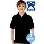 Uniquetrenders Erkek Çocuk 3'Lü %100 Pamuklu Polo Yaka T-Shirt Günlük Ve Okul Uniforma Okul T-Shirt Siyah 6-7 Yaş