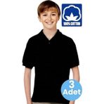 Uniquetrenders Erkek Çocuk 3'Lü %100 Pamuklu Polo Yaka T-Shirt Günlük Ve Okul Uniforma Okul T-Shirt Siyah 8-9 Yaş