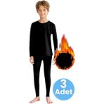 Uniquetrenders Erkek Çocuk 3'lü Termal Alt Üst Içlik Takımı - 7 - 8 Yaş - Siyah