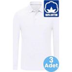Uniquetrenders Erkek Çocuk 3'Lü Uzun Kol %100 Pamuklu Polo Yaka T-Shirt Günlük Ve Okul Uniforma Okul T-Shirt Beyaz 14-15 Yaş