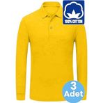 Uniquetrenders Erkek Çocuk 3'Lü Uzun Kol %100 Pamuklu Polo Yaka T-Shirt Günlük Ve Okul Uniforma Okul T-Shirt Sarı 14-15 Yaş