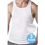 Uniquetrenders Erkek Pamuklu Kaşkorse Atlet 3 Adet Beyaz 2XL
