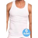 Uniquetrenders Erkek Pamuklu Kaşkorse Atlet 6 Adet Beyaz 2XL