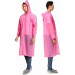 Uniquetrenders Erkek Rüzgar Geçirmez Kapüşonlu Yağmurluk Eva Yağmurluk Pembe Standart