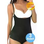 Uniquetrenders FA3021-3 Kadın Lazer Kesim İnceltici Ve Toparlayıcı Göğüs Altı Askılı Body Korse 3'lü Set