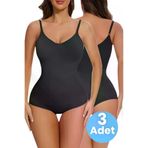 Uniquetrenders FA5004-4 Kadın Dikişsiz Toparlayıcı Ve İnceltici Çıtçıtlı İp Askılı Slip Body Korse 3'lü Set